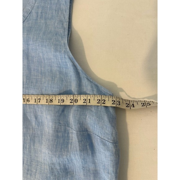 TALBOTS Womens Plus 22W Linen Shift Dress Midi Blue / White Coastal - Picture 6 of 7